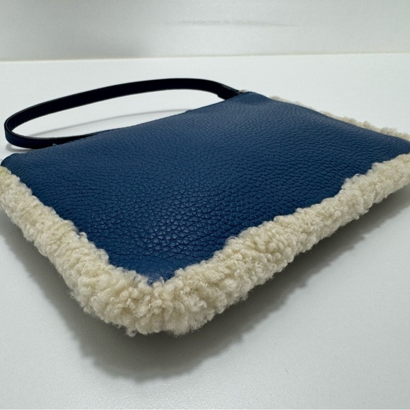 COACH Blue Extra Large Leather Sherpa Wristlet